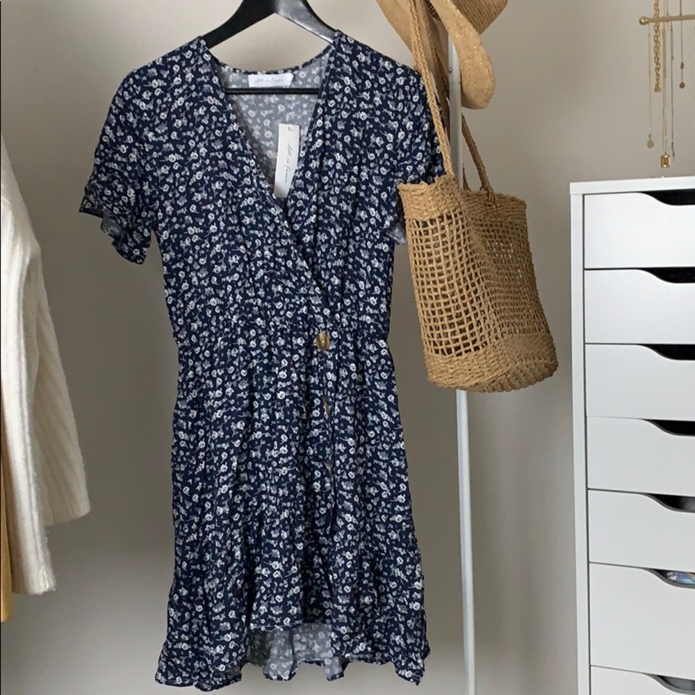 Blur Floral Wrap Dress